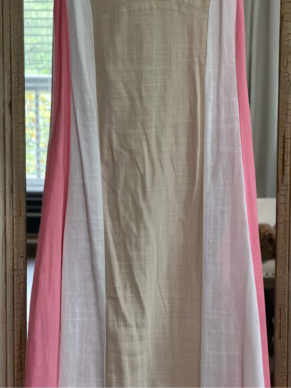 Spaghetti Strap Maxi Dress in Pink, White & Cream - Picture 2 of 5